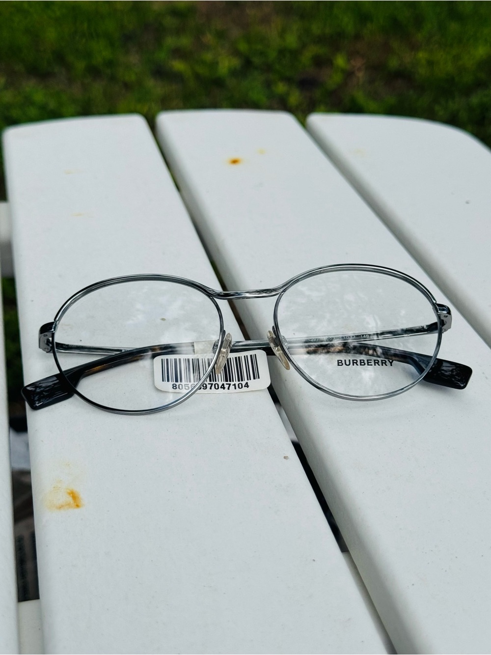Burberry Silver Round Metal Frame Glasses